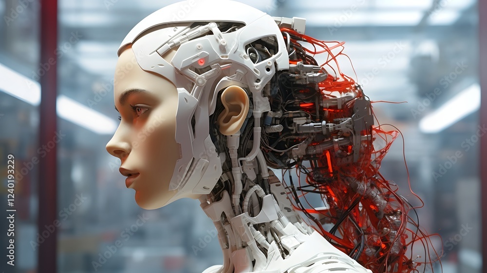 Poster highly detailed and advanced robotic engineering showcasing intricate mechanical components futurist