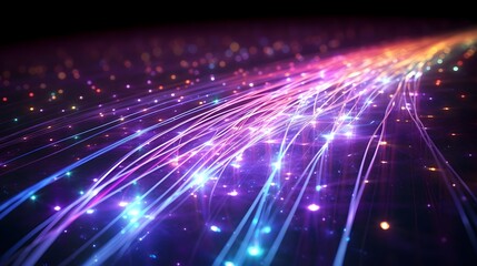 Naklejka premium Glowing and luminous fiber optic web design representing the power and connectivity of high speed internet infrastructure