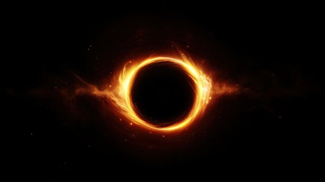 The famous M87 black hole image, with glowing rings of light surrounding the dark central void