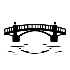 Elegant Black and White Bridge Illustration: A Classic Architectural Design over Water