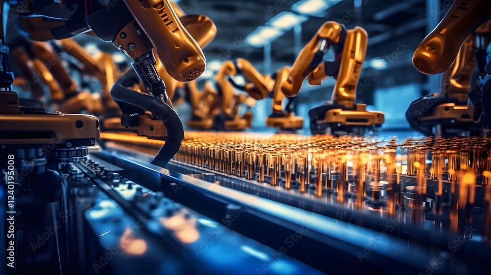 Poster streamlined ai driven industrial automation in a high tech manufacturing plant with advanced machine