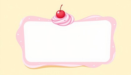 Pink Whipped Cream Border with Cherry Template