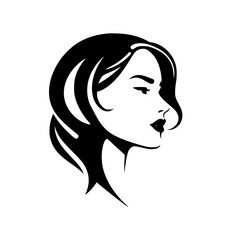 Elegant Woman Profile: A Stylish Black and White Vector Portrait Illustration