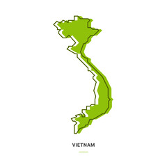 Vietnam Outline Map with Green Colour. Modern Simple Line Cartoon Design - EPS 10 Vector