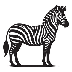 Fototapeta premium Zebra silhouette black and white vector icon