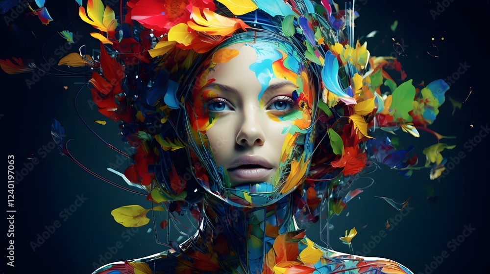 Aufkleber mesmerizing digital art that blends creativity machine learning and innovative technology into a cap