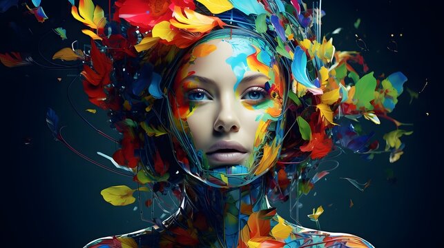 Mesmerizing digital art that blends creativity machine learning and innovative technology into a captivating and visually striking abstract composition