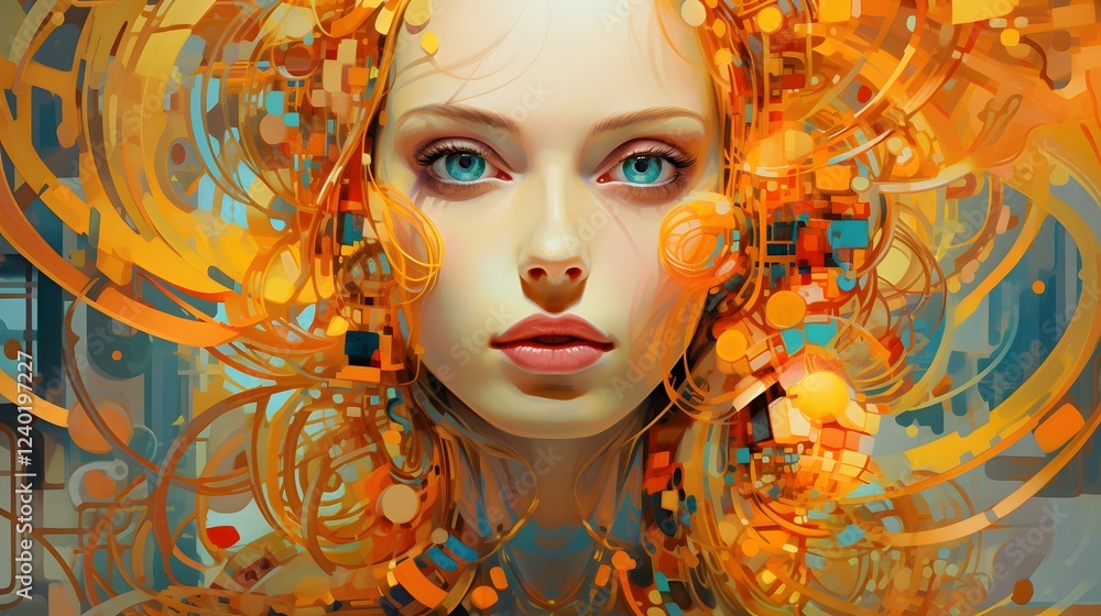 Poster captivating digital art that seamlessly combines creativity and machine learning offering a visually