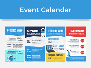 School days event calendar holiday date announcement poster set isometric vector illustration