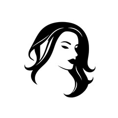 Elegant Woman Portrait: Monochrome Beauty and Style.  A sophisticated graphic illustration of a female face and hair, perfect for fashion, beauty, and design projects.
