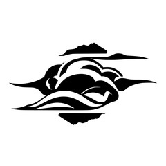 Abstract Black and White Cloud and Wave Design: Vector Graphic, Stylish Pattern, Monochrome Illustration