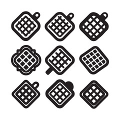 set of waffle silhouette vector icon illustration on white background.