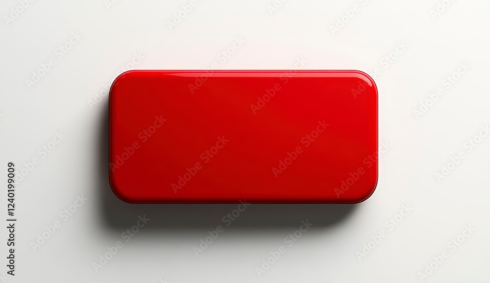 Poster red rectangular object on white background. studio shot, simple composition, minimal design. high ke