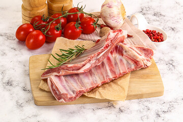 Raw lamb ribs rack for cooking