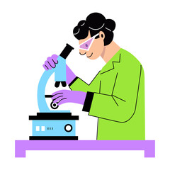 A flat illustration of character doing lab research 

