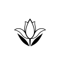 Elegant Line Art Tulip Flower: Minimalist Botanical Design, Floral Symbol, Spring Bloom, Nature Illustration, Simple Graphic, Black and White Vector