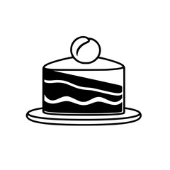 A delectable slice of layered chocolate cake, adorned with a creamy topping, presented on a plate. This image is perfect for food blogs, bakeries, and dessert menus.