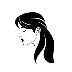 Elegant Woman Profile: A Black and White Minimalist Vector Illustration. Perfect for fashion, beauty, and design projects.