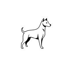 Elegant Dog Silhouette: Minimalist Canine Vector Graphic Design. Perfect for logos, icons, and pet-related projects.  A simple, stylish, and modern illustration.