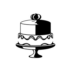 A delectable two-layered cake, half dark and half light, sits elegantly on a cake stand, a perfect image for bakeries, celebrations, or dessert menus.