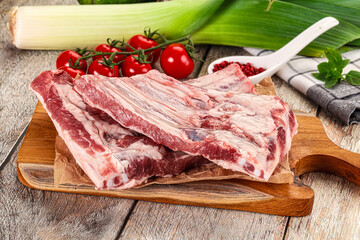 Raw pork ribs for cooking