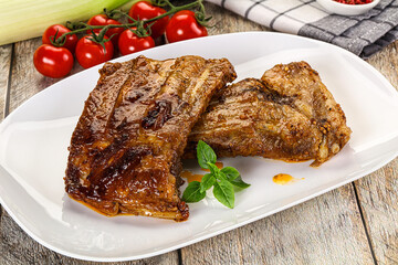 Tasty roasted pork ribs with spices