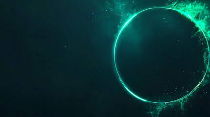 Glowing teal circle, dark background, energy, design template