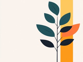 Minimalist plant art with geometric shape