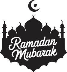 Creative Ramadan Mubarak Typography with Mosque Silhouette