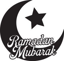 Obraz premium Creative Ramadan Mubarak Typography with Mosque Silhouette