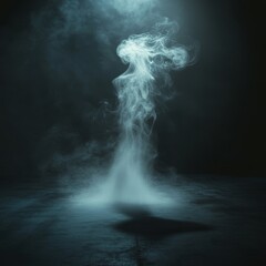 Ethereal smoky swirl on dark floor, dramatic lighting.