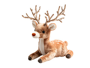 Cute Plush Reindeer Toy with Antlers for Kids Holiday Decoration