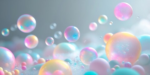 Colorful spheres and bubbles in a dreamy abstract composition.