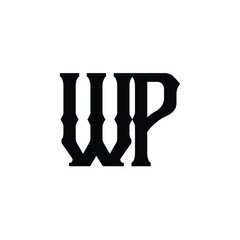 WP monogram logo design letter text name symbol monochrome logotype alphabet character simple logo