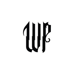 WP monogram logo design letter text name symbol monochrome logotype alphabet character simple logo