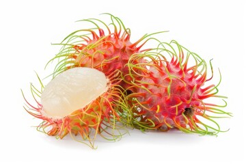 Rambutan isolated on white background. Rambutan is a popular fruit in Thailand.