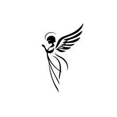 Elegant Angel Wings Design: A Symbol of Faith, Hope, and Peace. Perfect for religious art, spiritual decoration, or tattoo inspiration.  A graceful depiction of a celestial being.