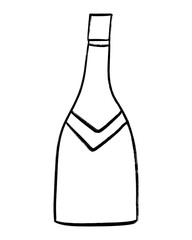 bottle of wine cute illustration and hand draw