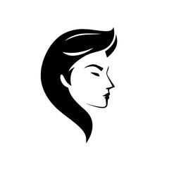 Elegant Woman Profile: A Black and White Minimalist Vector Illustration of Female Beauty and Style