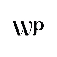 WP monogram logo design letter text name symbol monochrome logotype alphabet character simple logo