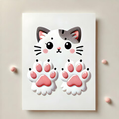 Cute Cat Paw Print and Kitty Doodle Pattern
