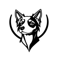 A Stunning Black and White Dog Portrait: Vector Graphic Design of a Cute Canine Companion