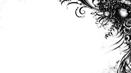 Black floral corner design, white background