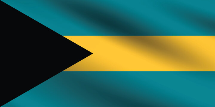 Bahamas flag official colors and proportion digital vector illustration. Pleated flag.