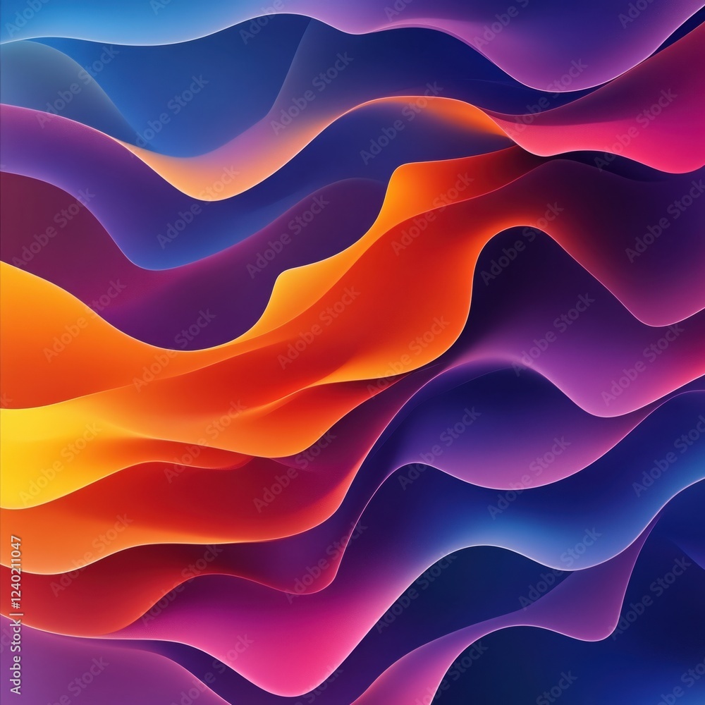 Poster abstract flowing shapes with vibrant colors creating a dynamic and modern background