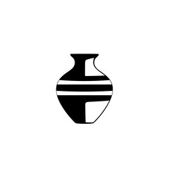 Striped Ancient Vase: Classic Black and White Pottery Vessel, Cultural Heritage, Home Decor, Geometric Pattern Design