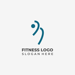 Minimalist Lineart Logo for Gym and Sports with Human Shape Marming Up