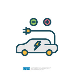 Electric Vehicle Charging Icon Representing Sustainable Transportation Technology and Renewable Energy Solutions for the Future of Mobility