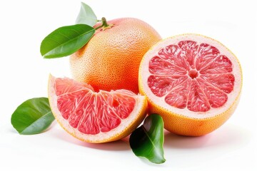 Grapefruit on a white background, studio lighting, selective focus