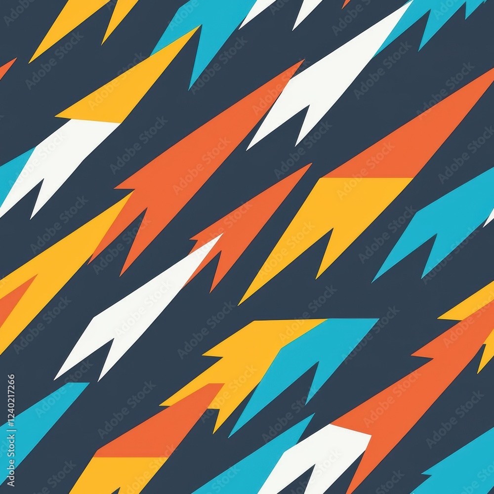 Poster abstract seamless pattern featuring zigzag lightning bolts in bright colors